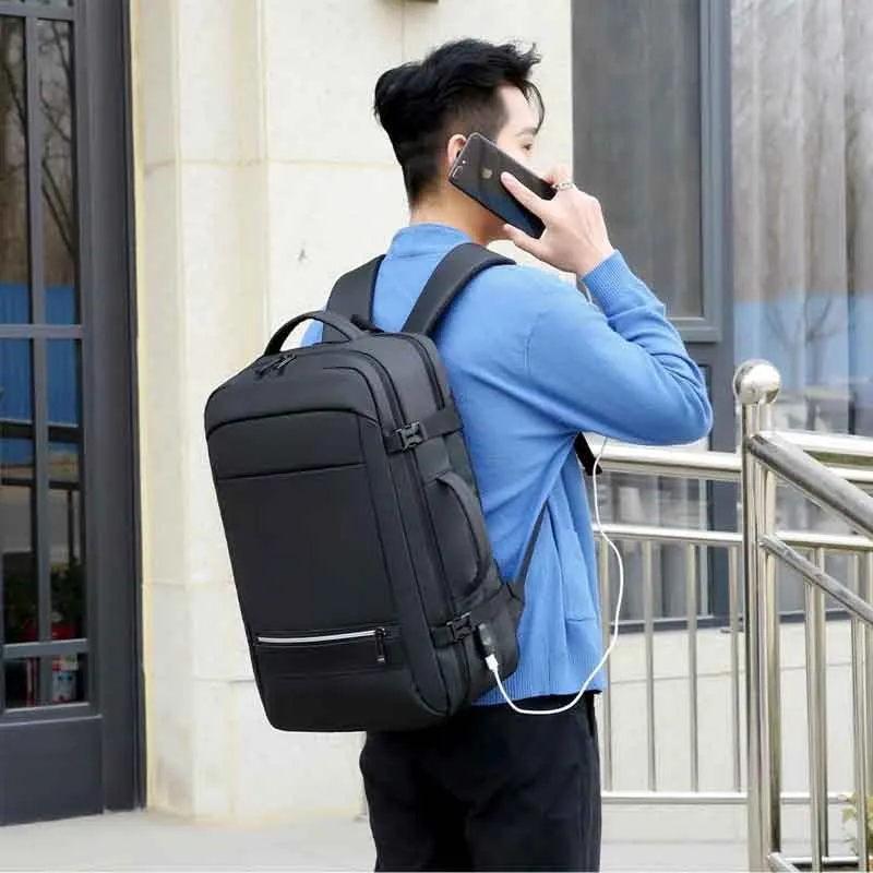 Rahala RAL-5302 Laptop Backpack 15.6" Black - Water-Resistant Oxford with USB Charging