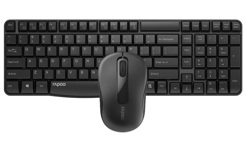 Rapoo X1800S Wireless Keyboard & Mouse Combo, Arabic/English, Black