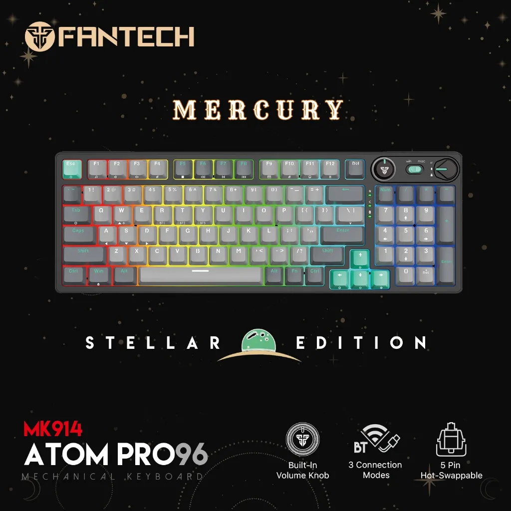 Fantech Atom81 MK875V2 Mechanical Gaming Keyboard - SkyBlue, Blue Switch (81 Keys)