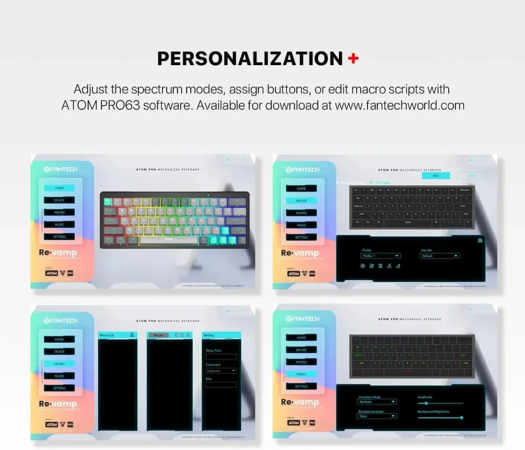 Fantech Atom PRO63 MK912 Mechanical Keyboard - Mercury, Red Switch (63 Keys)