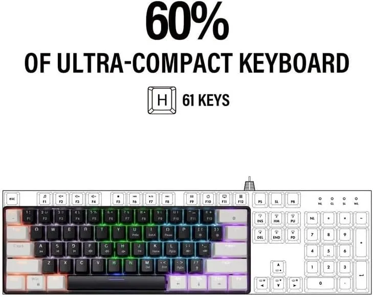 Jedel KL-69 60% Mechanical Gaming Keyboard, English Arabic, Black/Red