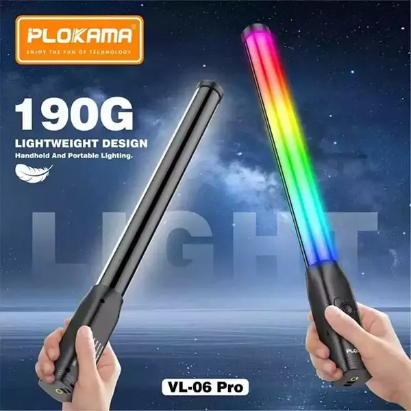 عصا إضاءة بلوكما VL06 Pro RGB - 7 واط، 2700K-6500K، 2000mAh، USB-C