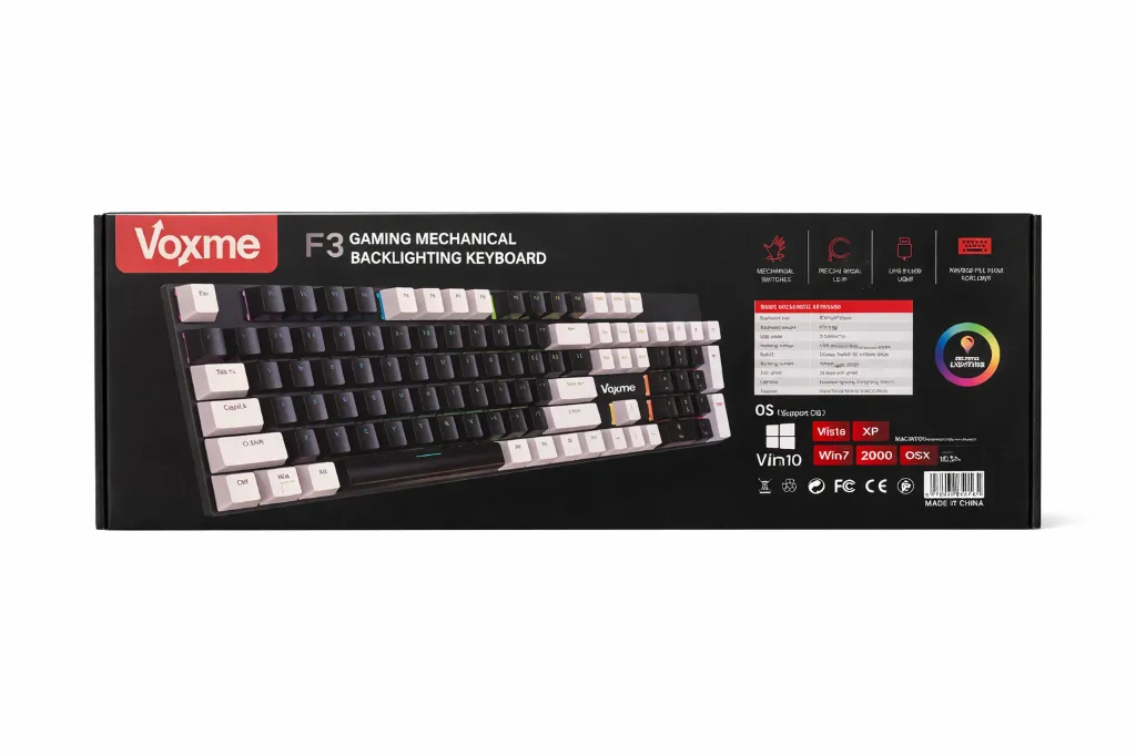 Voxme F3 Gaming Mechanical Wired Keyboard - Full-Size EN, Backlit, Anti-Ghosting