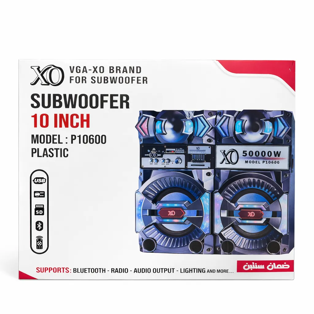 XO-10600 Subwoofer Speaker 10 Inch – Bluetooth | USB | SD | FM Radio | RGB