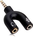 U Shape 3.5mm Audio Jack to Headphone Microphone Splitter Converter Adaptor 1 Male 2 Female/Dual Headphone Jack/Multi Headphone Splitter