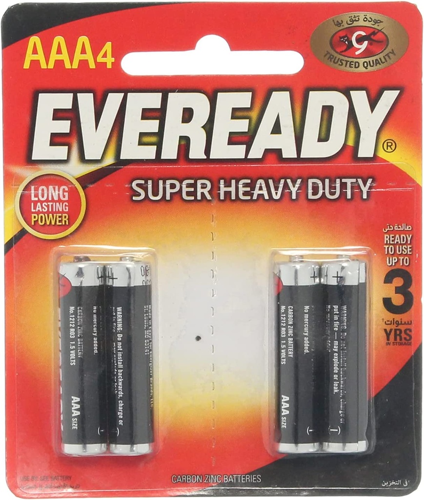 Eveready Super Heavy Duty AAA Batteries Pack Of 4