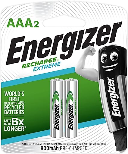 Energizer Rechargeble Battery, Size AAA, Pack of 2 Blister Card