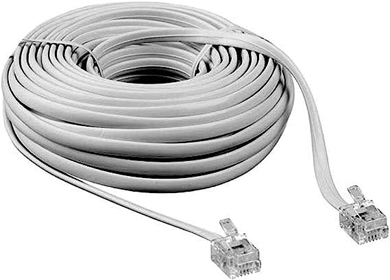 [TE 30M AP] Premium Copper Telephone Cable 2 Wire Crimped White 30M