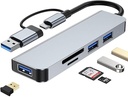 Hub USB C USB 3.0 SD Card Reader, VIENON 5 in 1 Aluminum USB A&C Hub with Memory SD/TF Card Reader and 3 USB 3.0 Ports, USB Extender