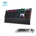 Aula F2088 WIND Full Gaming Mechanical Keyboard – BLUE Switches - Rainbow LED Backlit - EN 104 PBT Keycaps and Metal Panel - Multimedia Control Knob & Wrist Rest - Software Silver/Black
