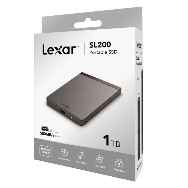 Lexar SL200 Portable SSD 1TB ,EXTERNAL Soled state drive up to 550MB/s read, 400MB/s write, with usb 3.1 type-c port