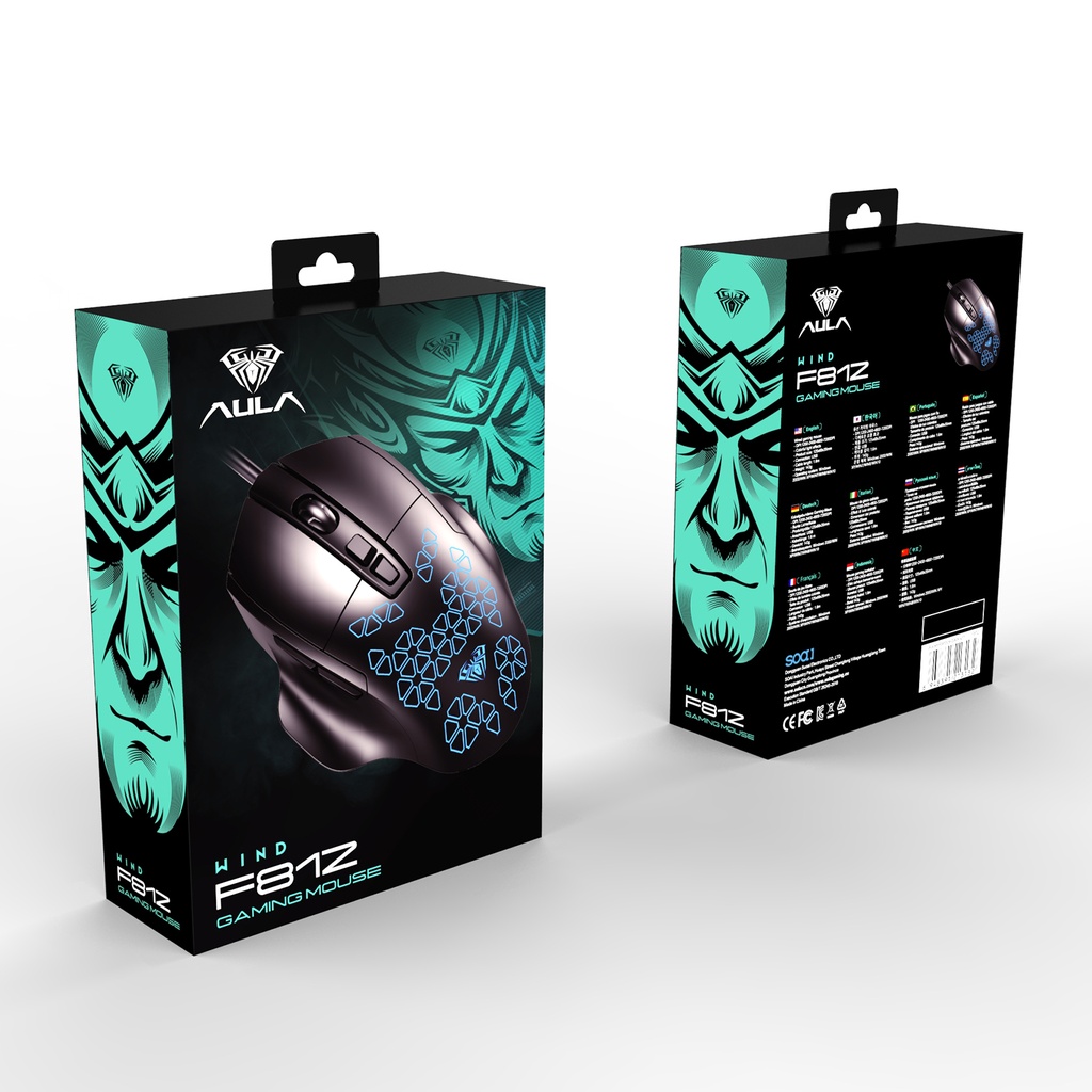 Mouse Aula F812 Hexagonal Customized Gaming Wired Black