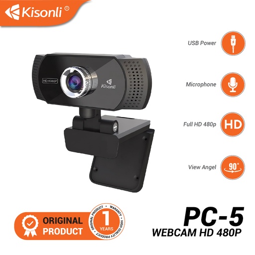 كاميرا ويب Kisonli PC-2 Full HD ‏1080p، أسود