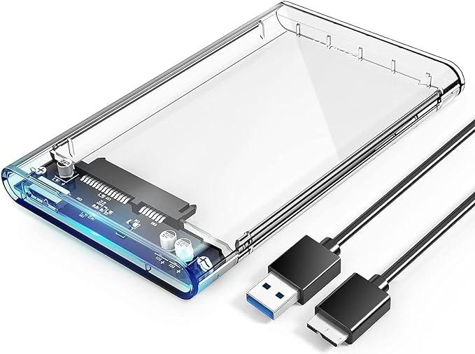 Rack 2.5 External Hard Drive Enclosure SATA to USB Type C 3.1 6Gbps Transparent External Drive Enclosure for 7/9.5mm HDD/SSD Tool Free Disk Case Support UASP Up to 4TB