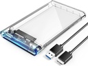 Rack 2.5 External Hard Drive Enclosure SATA to USB Tybe C 3.1 6Gbps Transparent External Drive Enclosure for 7/9.5mm HDD/SSD Tool Free Disk Case Support UASP Up to 4TB