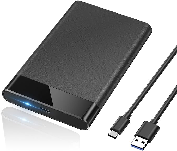 2.5'' Rake External Hard Drive Enclosure, 6Gbps USB Type C 3.1 Gen 2 to SATA III Tool-Free External Hard Drive Case for 7mm/9.5mm 2.5 inch SSD HDD GRAND