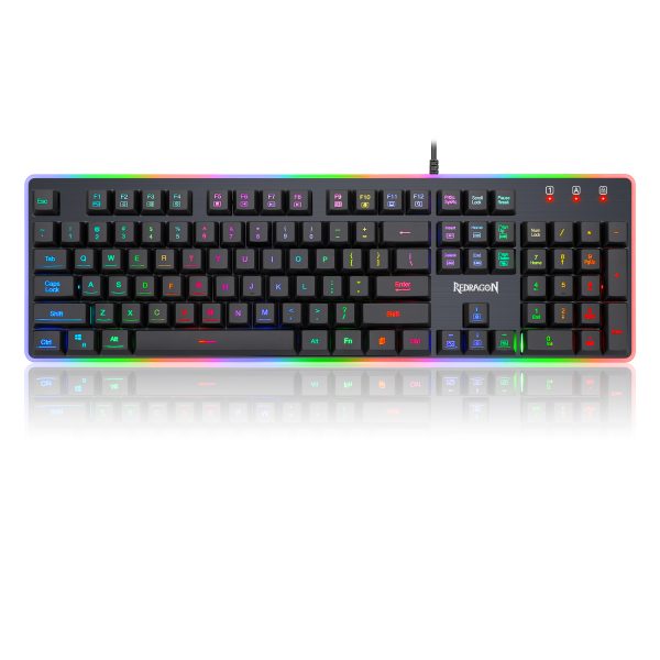 Redragon Dyaus 2 K509RGB Gaming Keyboard-	
Semi Mechanical- colors back lighting, 9 RGB backlighting modes, Brightness adjustment-104 Keys, 11 multimedia keys, Interchangeable “↑ ← ↓ →” keys and “WASD” keys