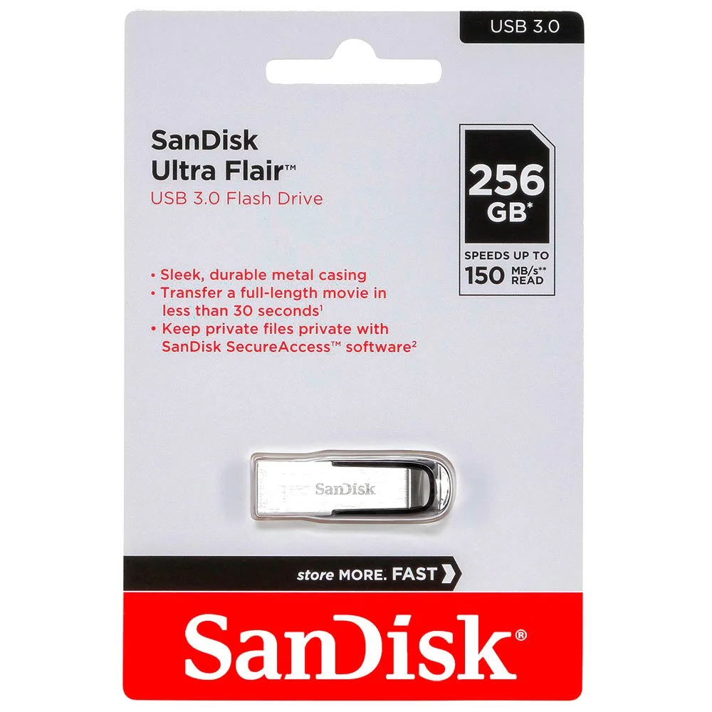 SanDisk Ultra Flair USB 3.0 Flash Drive, 256 GB