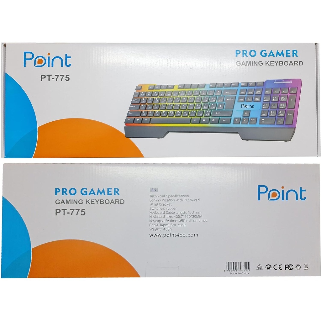 POINT PT-775 LIGHTING PRO GAMER USB GAMING KEYBOARD