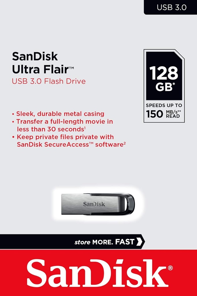 SanDisk Ultra Flair 128GB USB 3.0 Pen Drive, SDCZ73-128G-G46/ speed up to 150MB