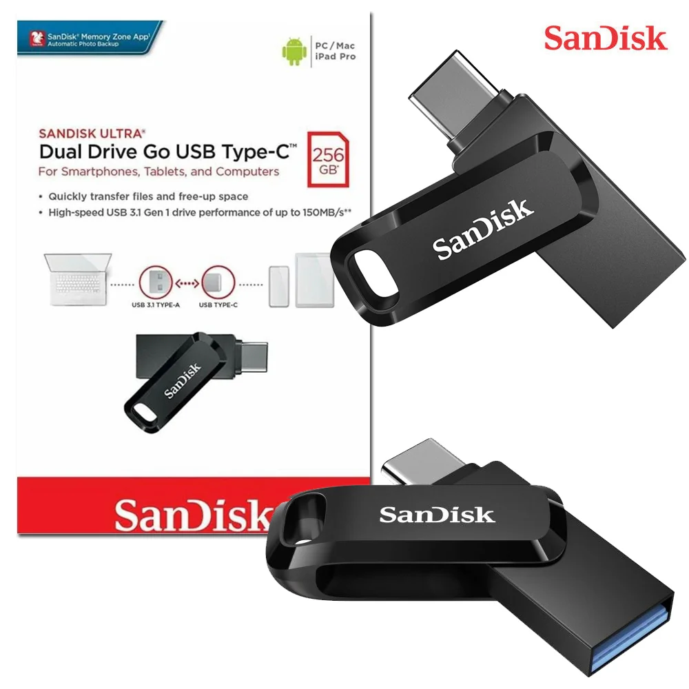 SanDisk Ultra Dual Drive Go USB-C Flash Drive, 256 GB