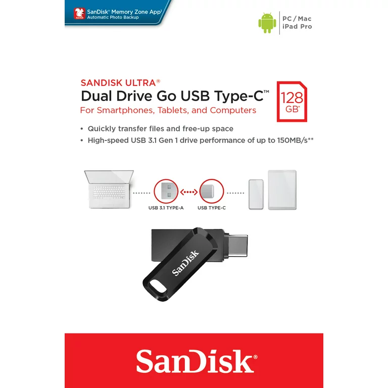 SanDisk 128GB Ultra Dual Drive Go USB Type-C Flash Drive