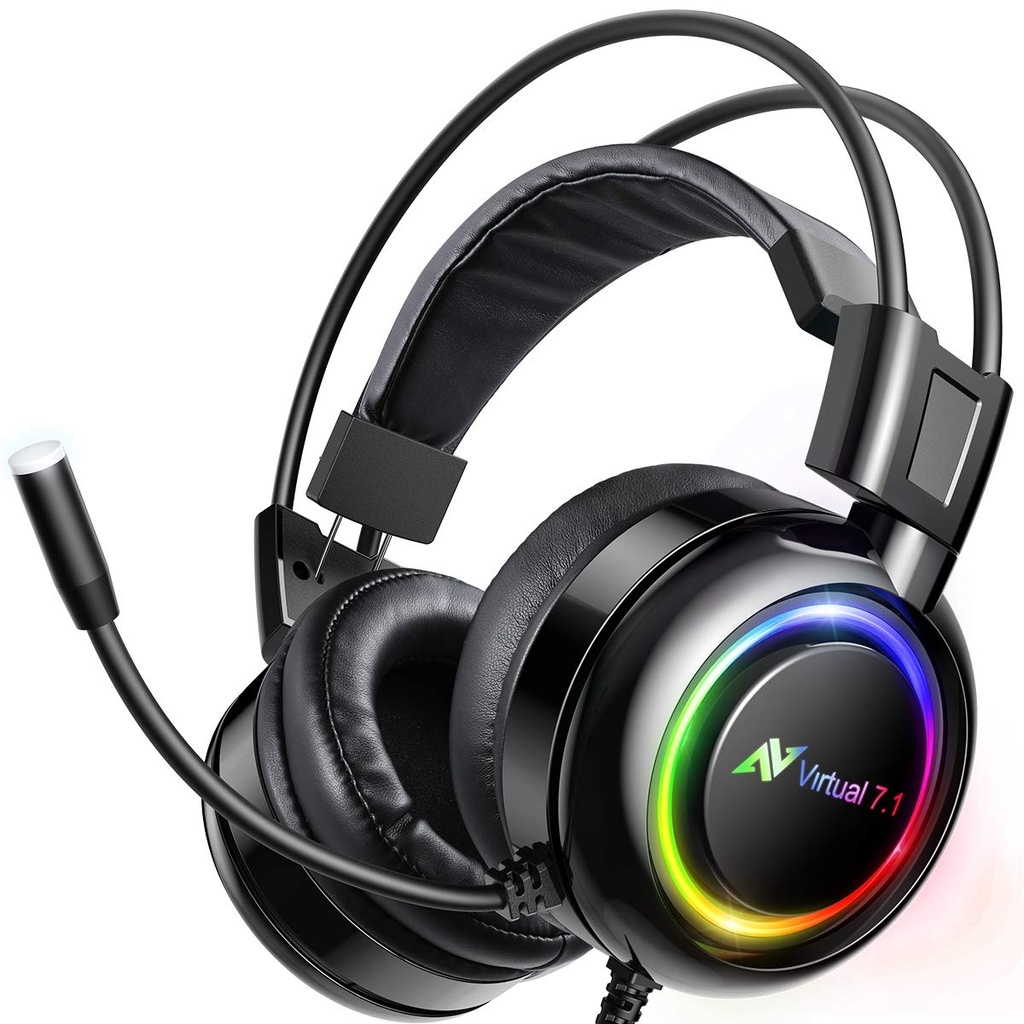 ABKONCORE B780 Shoker Gaming Headset with Noise Canceling Mic - PC Headset with Dynamic Sensory, 7.1 Surround Sound, Soft Memory Foam, RGB Light for PC, Laptop, Mac
