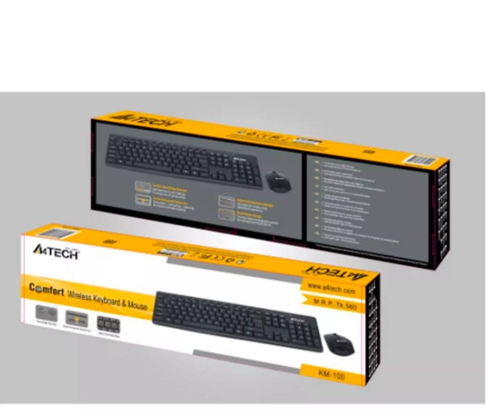 Keyboard & Mouse Combo A4Tech KM-100 Wireless Black