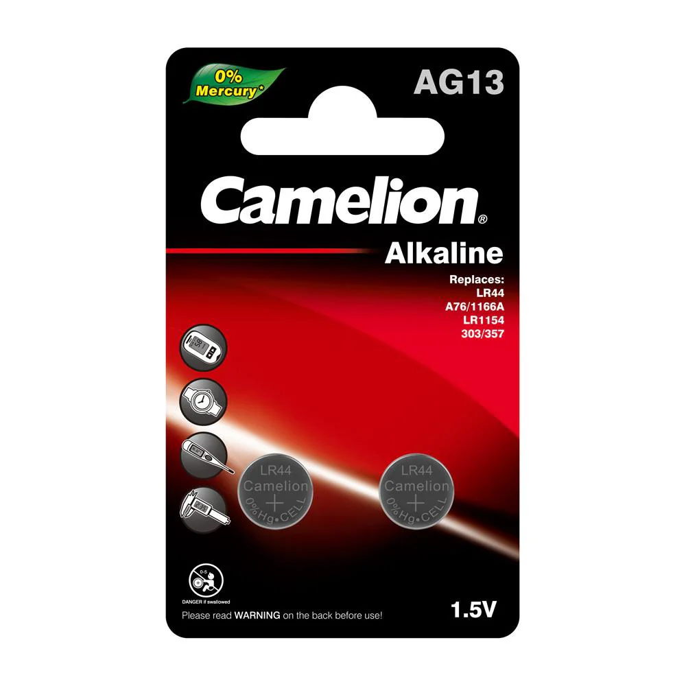 Camelion AG13 / G13 / LR44 / A76 / SR44W / GP76A / 357 (T