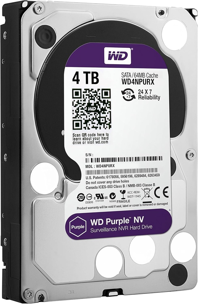 قرص WD Purple WD40PURX للمراقبة 4 تيرابايت مقاس 3.5 بوصة
