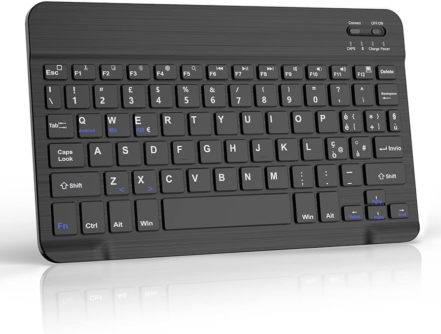 Bluetooth Keyboard for iPad, Samsung Tablet, iPad Air, iPad Pro, Lenovo, Huawei, Xiaomi Pad, Italian Keyboard for IOS/Android and Windows Devices with Bluetooth, Black