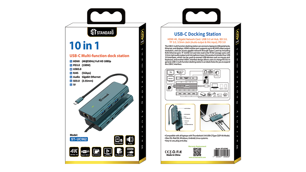  HUB Docking Station ST-UC962 (10 in 1) TYPE C WITH LAN GIGABIT