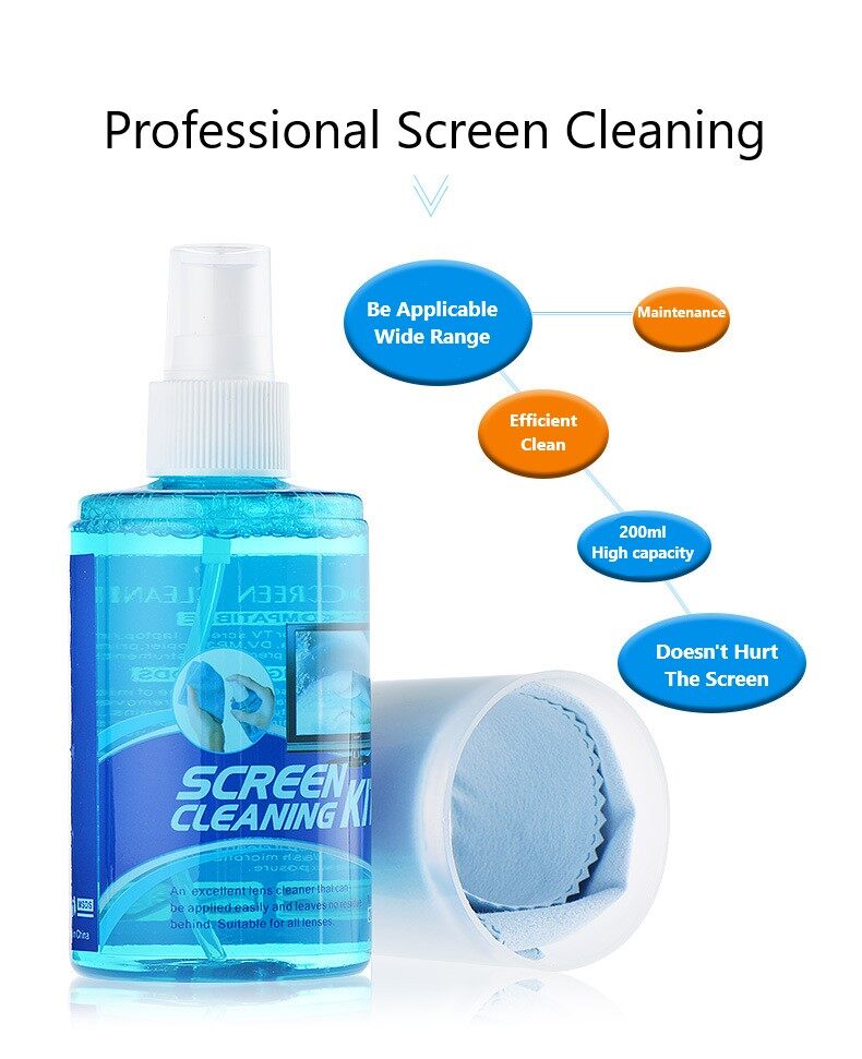 Screen Clener Gel Premium Laptop, PC, Camera Lens Cleaning Gel Spray with Premium Microfibers and Cleaning Brush (Fragnace Free 200ml)" for Computers, Laptops, Mobiles  (Big 1)