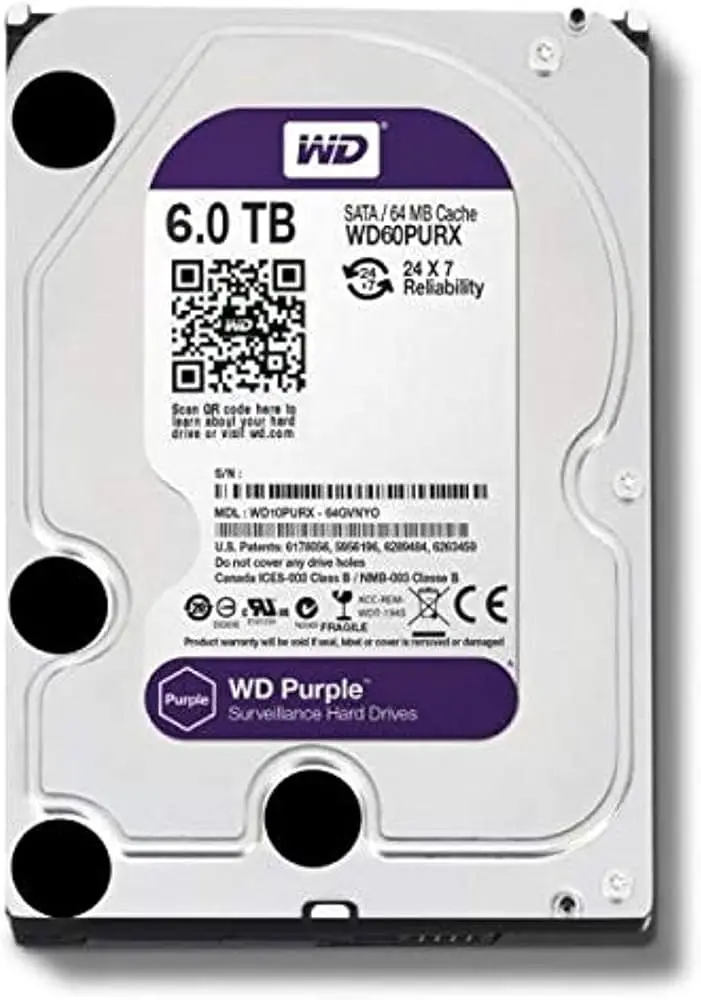 قرص WD Purple للمراقبة بسعة 6 تيرابايت و3.5 بوصة SATA - WD60PURX