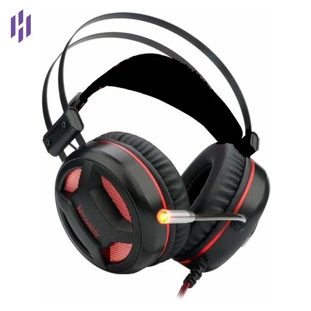 Wired gaming headset, stereo headphone with red LED light for pc and laptop with 3.5mm