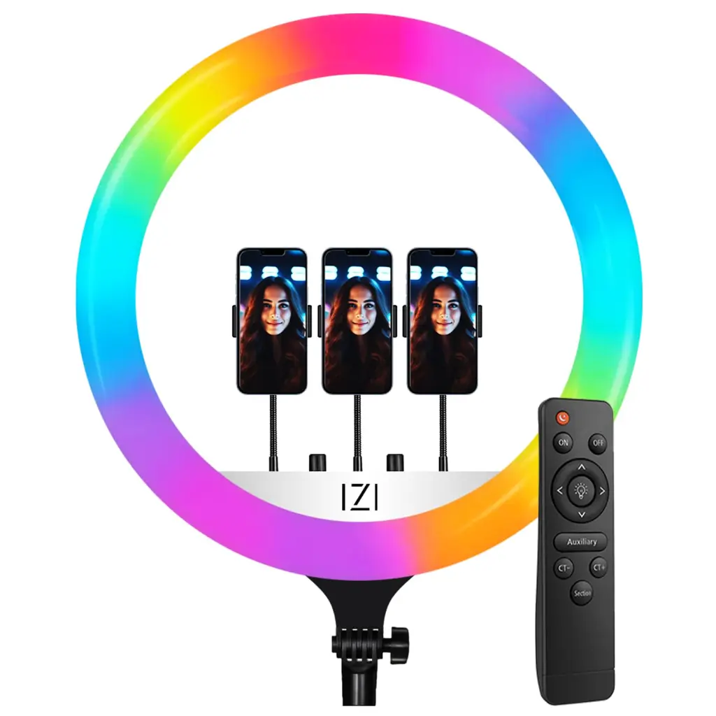 MJ-45 18-inch RGB LED Ring Light with 3 Phone Holders