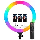 رينج لايت LED RGB موديل MJ-45 مقاس 18 بوصة مع 3 حوامل هاتف