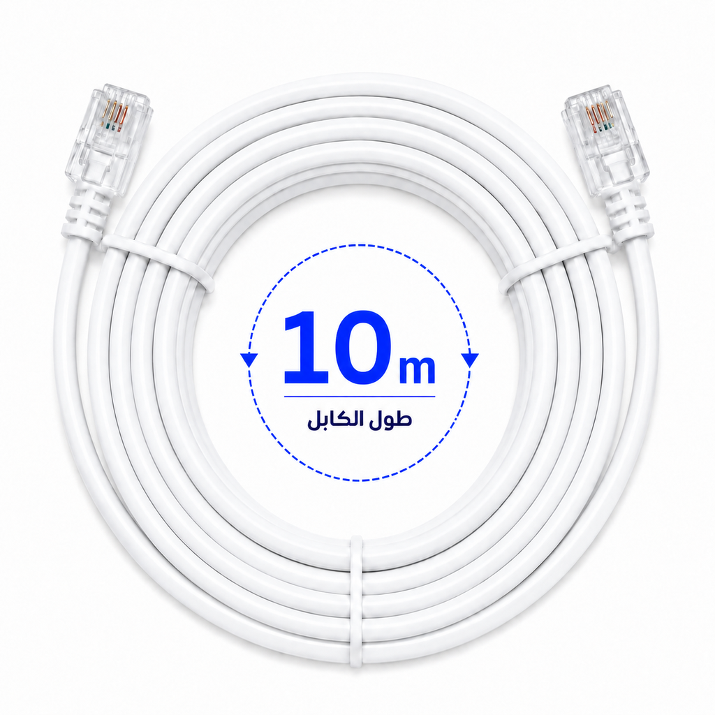 [TE 10M AP] Premium Copper Telephone Cable 2 Wire Crimped White 10M