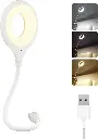  Flexible USB Night Light, Smart Reading Lamp with Voice Control, 3 Color Tones, 5 Brightness Levels, White Silicone Material for Bedroom and Computer Use