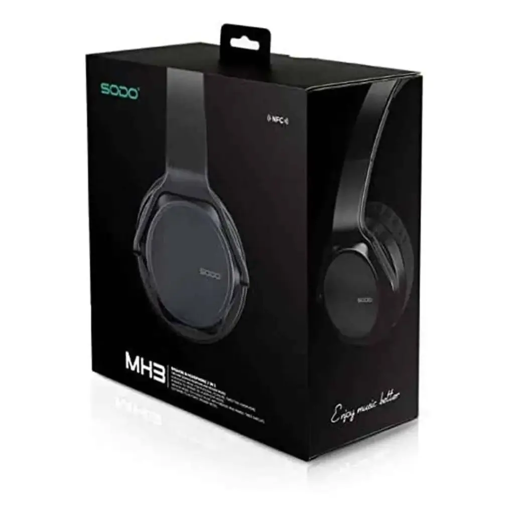 SODO Sodo MH3 Bluetooth 4.2 Wireless Headphone Twist out Speaker 2 in 1 Support NFC, FM Radio, TF Card And Audio In - Black