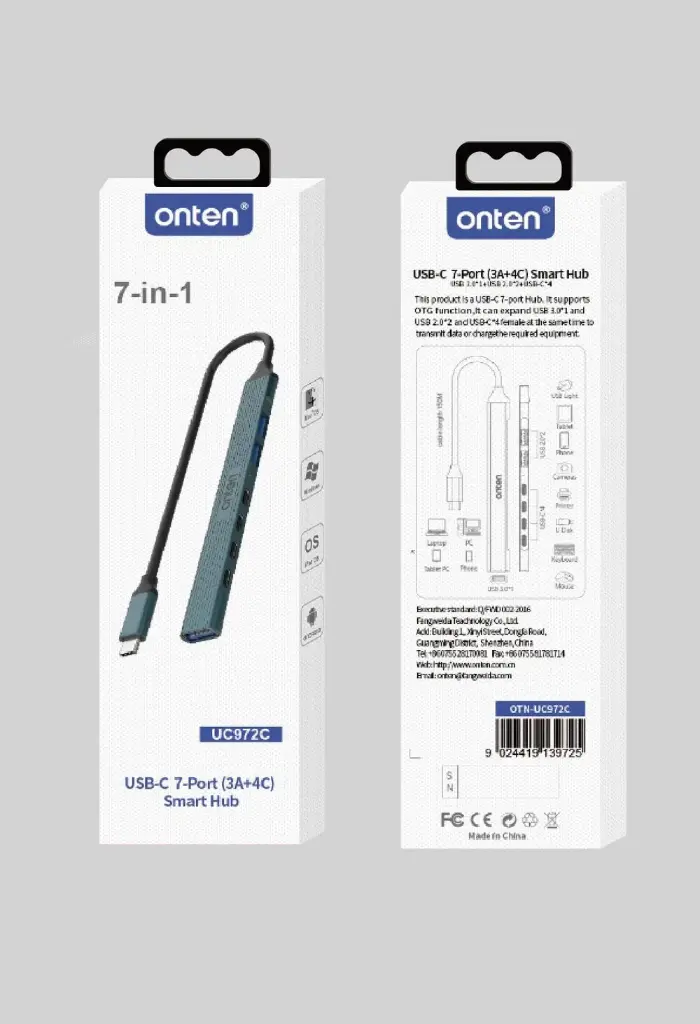 otn-uc972c 7in1 USB 3.0 seven-port hub (USB-C*4+USB-A*3) 