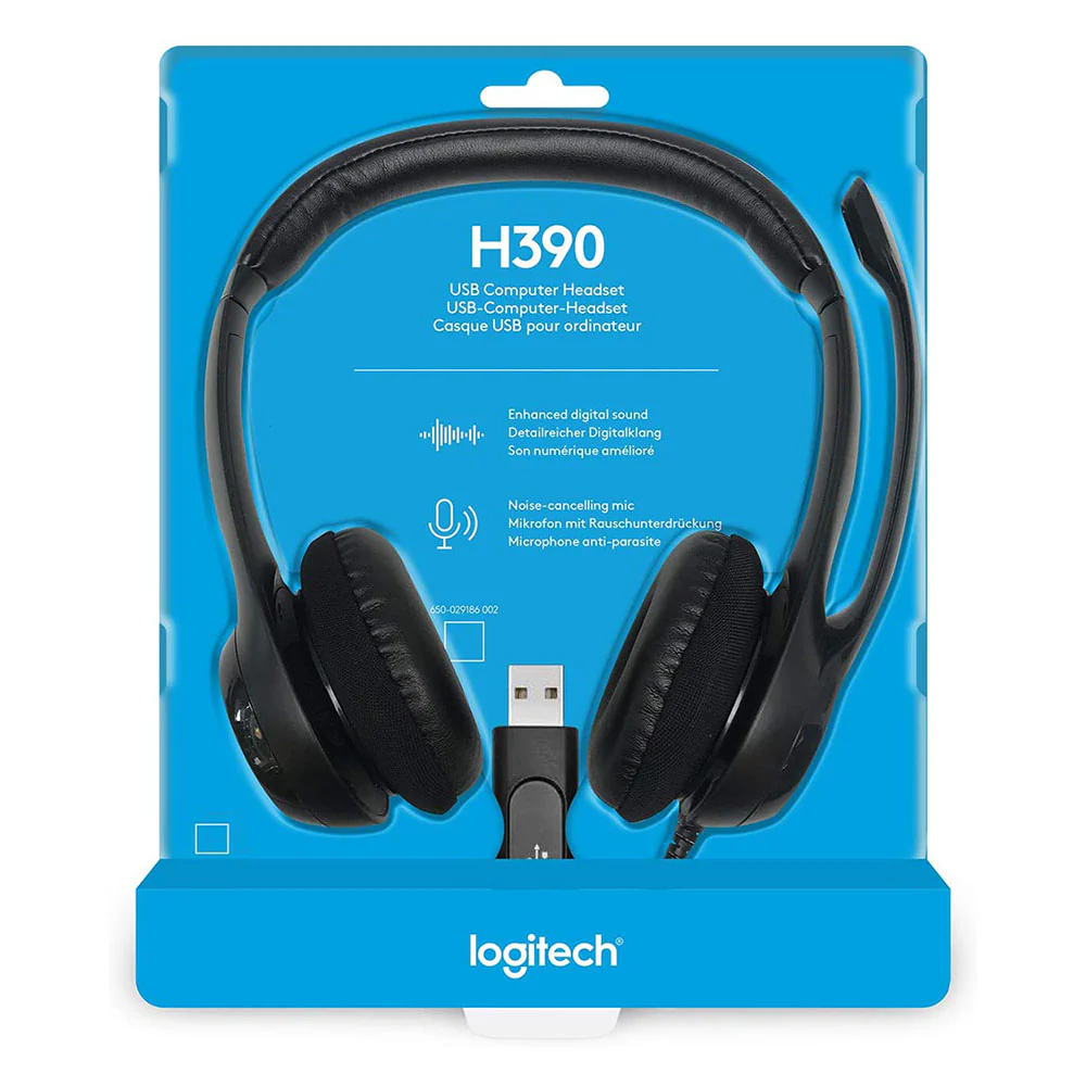 Logitech H390 Wired USB Computer Headset With Noise Cancelling Mic