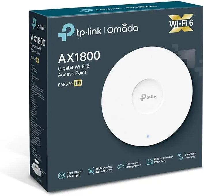 TP-Link Omada AX1800 Wireless Dual Band Ceiling Mount Access Point, Ultra-Fast Wi-Fi 6 Speeds, Easily Wall Mount, Centralized Cloud Management (EAP620 HD) 