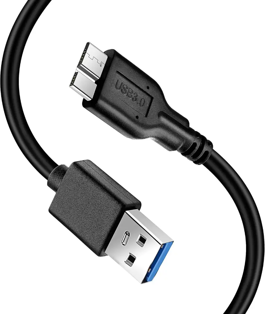 Micro B Cable, USB 3.0 A Male to Micro USB 3.0 Sync Cord, Data Wire for Toshiba, Seagate, Samsung, WD, My Passport and More External Hard Drive(1ft/35cm/Black)