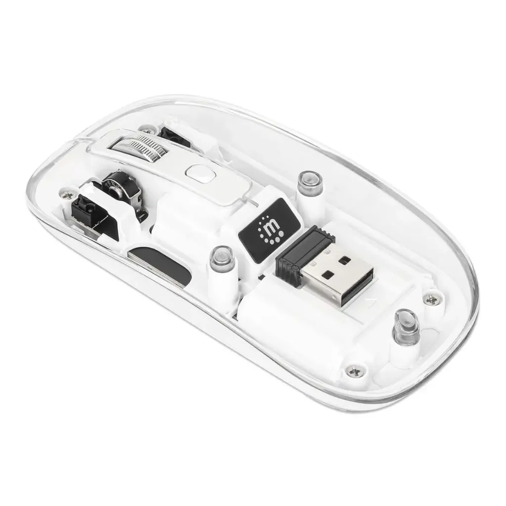 Wireless Bluetooth5.1&2.4G Mini Lightweight Mouse,Transparent Clear Cool,Rechargeable Silent Computer Mice,Nano USB C Receiver,LED Battery Magic Silm