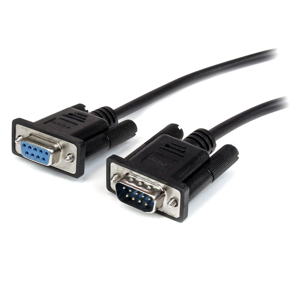 COM Port Serial Cable Male to Female RS232 Extension 9 Pin Straight Through Cord-black
