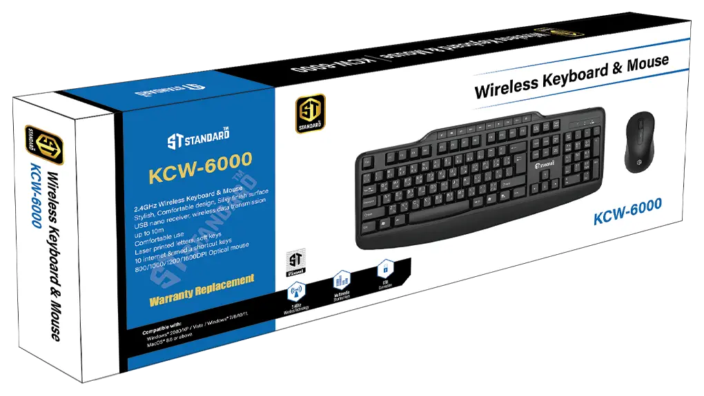 Wireless Keyboard and Mouse Combo KCW-6000