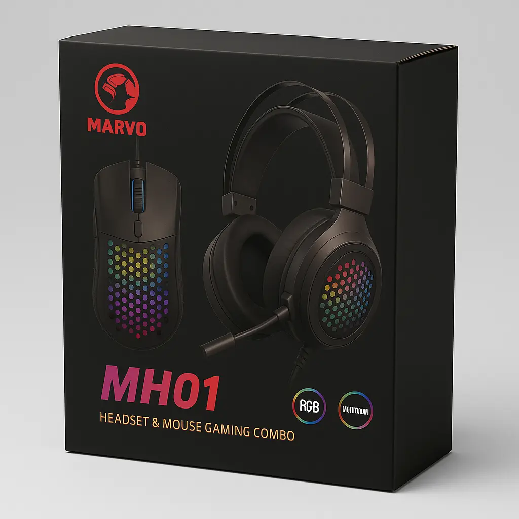 Marvo Headset & Mouse Gaming Combo MH01BK - Black HP655