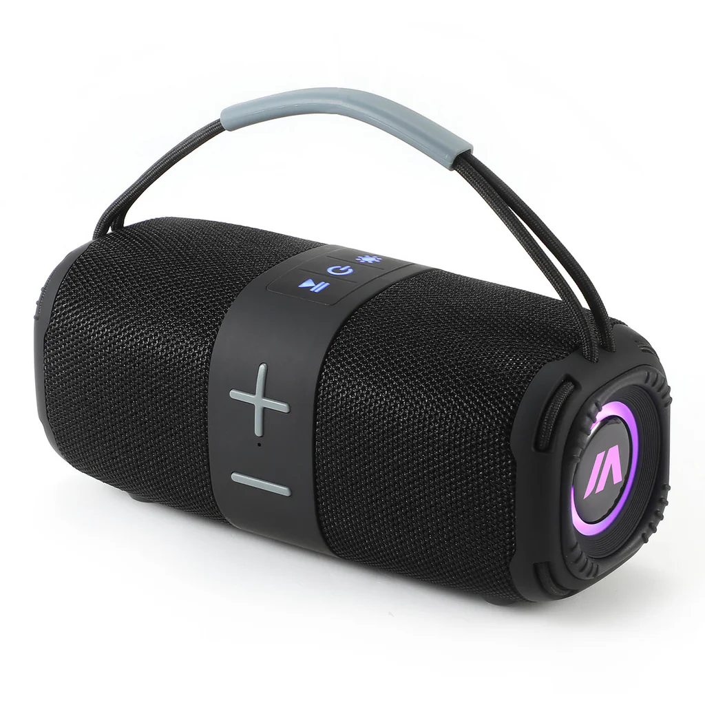 T&G TG-668 Wireless Bluetooth RGB LED Speaker Portable TWS 16W (8W*2) Subwoofer with Handle, 1500mAh, USB-TF Card-AUX  (BLACK)