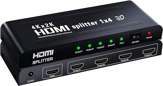 HDMI Splitter 1x8 4K x 2K Output with Adapter - Version 1.4 (Black)
